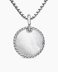 DY Elements® Reversible Disc Pendant in Sterling Silver with Turquoise Reversible to Mother of Pearl and Diamonds, 24mm