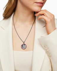 Limited DY Elements® Disc Pendant in Blackened Silver with Pinolith and Pavé Rubies, 24mm