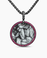 Limited DY Elements® Disc Pendant in Blackened Silver with Pinolith and Pavé Rubies, 24mm