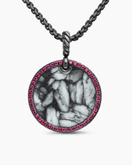 Limited DY Elements® Disc Pendant in Blackened Silver with Pinolith and Pavé Rubies, 24mm