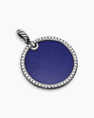 DY Elements® Disc Pendant in Blackened Silver with Lapis and Diamonds, 32mm