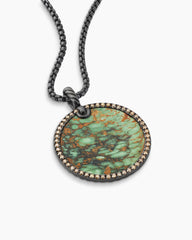 DY Elements® Disc Pendant in Blackened Silver with Variscite and Cognac Diamonds, 32mm