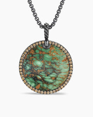 DY Elements® Disc Pendant in Blackened Silver with Variscite and Cognac Diamonds, 32mm