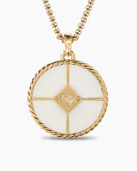 DY Elements® Statement Disc Pendant in 18K Yellow Gold with Cacholong, Peridot and Diamonds, 32mm