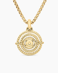 Evil Eye Mobile Amulet in 18K Yellow Gold with Pavé Emeralds and Diamonds, 20.5mm