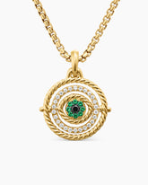 Evil Eye Mobile Amulet in 18K Yellow Gold with Pavé Emeralds and Diamonds, 20.5mm