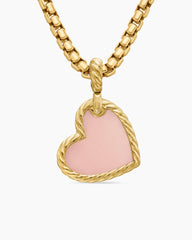DY Elements® Heart Amulet in 18K Yellow Gold with Pink Opal and Diamonds, 18.7mm