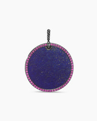 DY Elements® Disc Pendant in Blackened Silver with Lapis and Pavé Pink Sapphires, 42mm