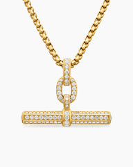 Lexington E/W Barrel Pendant in 18K Yellow Gold with Diamonds, 36mm