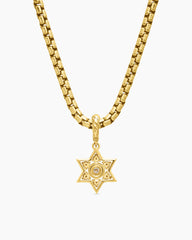 Star of David Pendant in 18K Yellow Gold with Diamonds, 11.2mm