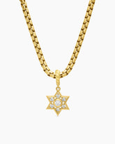 Star of David Pendant in 18K Yellow Gold with Diamonds, 11.2mm
