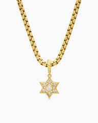 Star of David Pendant in 18K Yellow Gold with Diamonds, 11.2mm