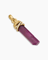 Wrapped Crystal Amulet in Ruby Crystal with 18K Yellow Gold and Diamonds, 30mm