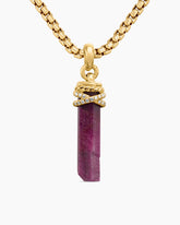 Wrapped Crystal Amulet in Ruby Crystal with 18K Yellow Gold and Diamonds, 30mm