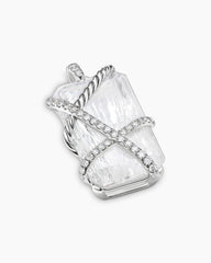 Cable Wrap Amulet in Sterling Silver with Crystal and Diamonds, 32mm