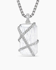 Cable Wrap Amulet in Sterling Silver with Crystal and Diamonds, 32mm