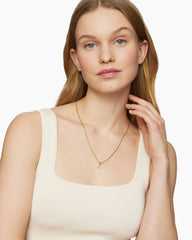 Pavé Initial Pendant in 18K Yellow Gold with Diamond A