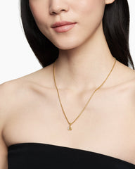 Pavé Initial Pendant in 18K Yellow Gold with Diamond B