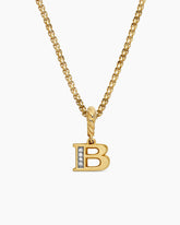 Pavé Initial Pendant in 18K Yellow Gold with Diamond B