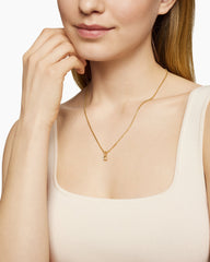 Pavé Initial Pendant in 18K Yellow Gold with Diamond C
