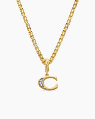 Pavé Initial Pendant in 18K Yellow Gold with Diamond C