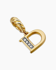 Pavé Initial Pendant in 18K Yellow Gold with Diamond D