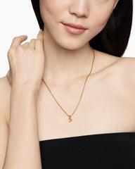 Pavé Initial Pendant in 18K Yellow Gold with Diamond D