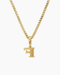 Pavé Initial Pendant in 18K Yellow Gold with Diamond F