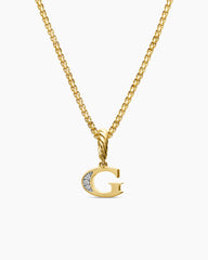 Pavé Initial Pendant in 18K Yellow Gold with Diamond G