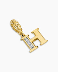Pavé Initial Pendant in 18K Yellow Gold with Diamond H