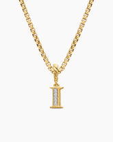 Pavé Initial Pendant in 18K Yellow Gold with Diamond I