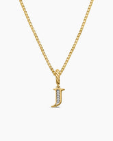 Pavé Initial Pendant in 18K Yellow Gold with Diamond J