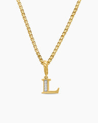 Pavé Initial Pendant in 18K Yellow Gold with Diamond L