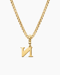 Pavé Initial Pendant in 18K Yellow Gold with Diamond N