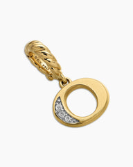 Pavé Initial Pendant in 18K Yellow Gold with Diamond O