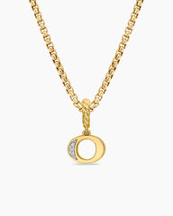 Pavé Initial Pendant in 18K Yellow Gold with Diamond O