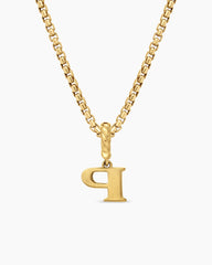 Pavé Initial Pendant in 18K Yellow Gold with Diamond P
