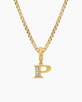 Pavé Initial Pendant in 18K Yellow Gold with Diamond P