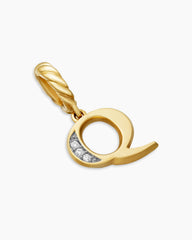 Pavé Initial Pendant in 18K Yellow Gold with Diamond Q