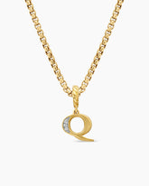 Pavé Initial Pendant in 18K Yellow Gold with Diamond Q