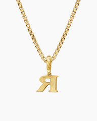Pavé Initial Pendant in 18K Yellow Gold with Diamond R