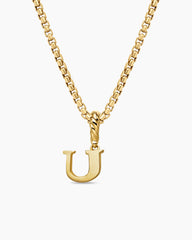 Pavé Initial Pendant in 18K Yellow Gold with Diamond U