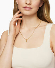 Pavé Initial Pendant in 18K Yellow Gold with Diamond U