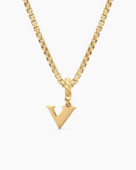 Pavé Initial Pendant in 18K Yellow Gold with Diamond V