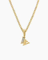 Pavé Initial Pendant in 18K Yellow Gold with Diamond W