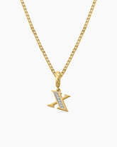 Pavé Initial Pendant in 18K Yellow Gold with Diamond X