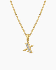 Pavé Initial Pendant in 18K Yellow Gold with Diamond X