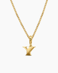 Pavé Initial Pendant in 18K Yellow Gold with Diamond Y