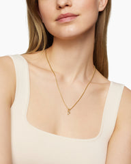 Pavé Initial Pendant in 18K Yellow Gold with Diamond Y