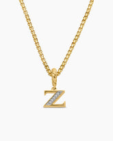 Pavé Initial Pendant in 18K Yellow Gold with Diamond Z